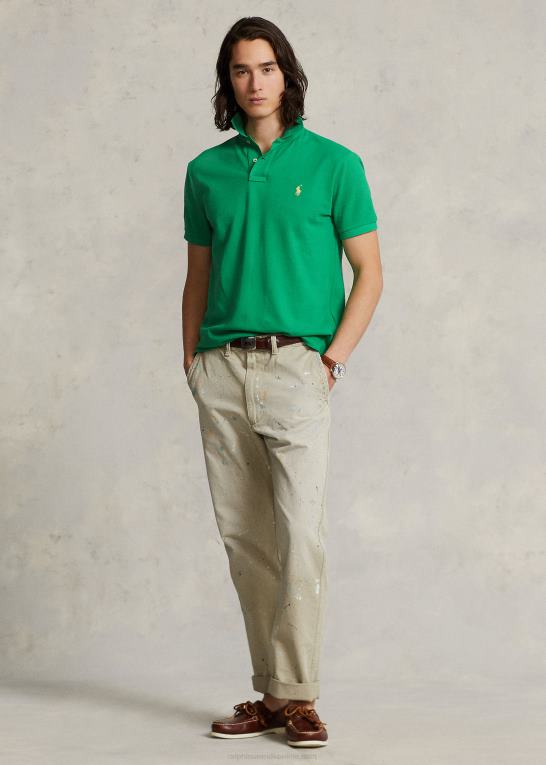 optisk grøn Mænd Ralph Lauren slim fit mesh behagelig poloshirt Z426B24