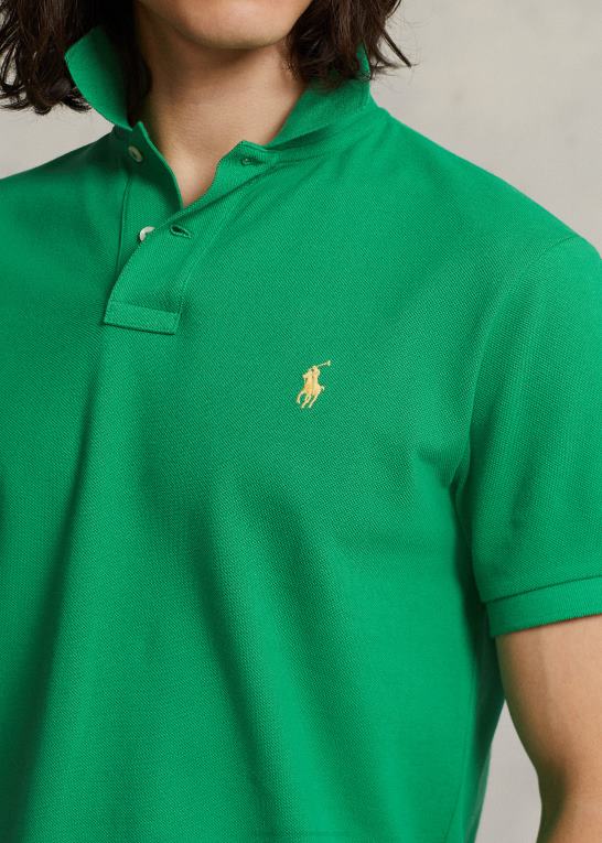 optisk grøn Mænd Ralph Lauren slim fit mesh behagelig poloshirt Z426B24