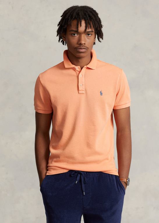 optisk orange Mænd Ralph Lauren brugerdefineret slim fit spa frotté poloshirt Z426B1139
