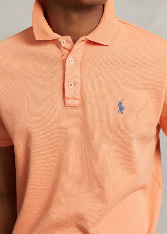optisk orange Mænd Ralph Lauren brugerdefineret slim fit spa frotté poloshirt Z426B1139