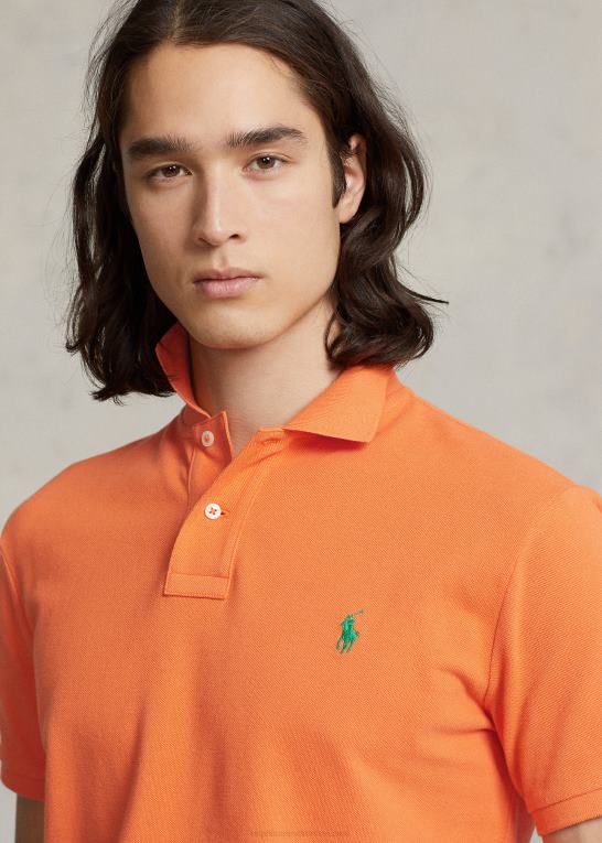 optisk orange Mænd Ralph Lauren slim fit mesh poloshirt Z426B8357