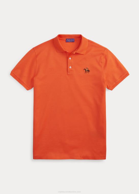 orange valmue Mænd Ralph Lauren brugerdefineret slim fit pique poloshirt Z426B8404