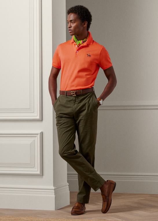 orange valmue Mænd Ralph Lauren brugerdefineret slim fit pique poloshirt Z426B8404