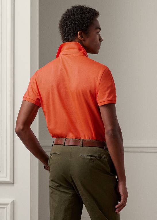 orange valmue Mænd Ralph Lauren brugerdefineret slim fit pique poloshirt Z426B8404