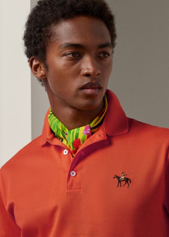 orange valmue Mænd Ralph Lauren brugerdefineret slim fit pique poloshirt Z426B8404