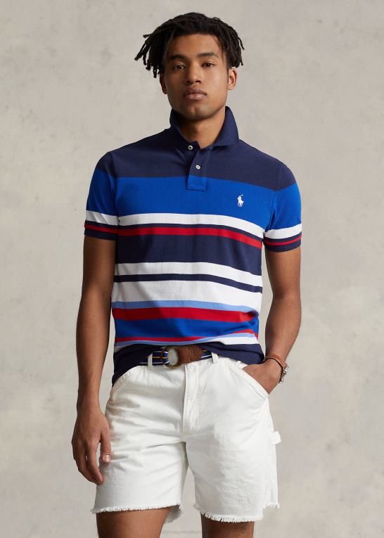 pacific royal multi Mænd Ralph Lauren klassisk pasform stribet mesh poloshirt Z426B523