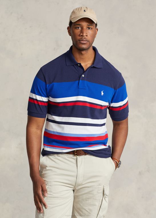 pacific royal multi Mænd Ralph Lauren stribet mesh poloshirt Z426B1564