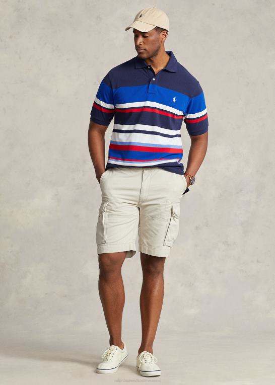 pacific royal multi Mænd Ralph Lauren stribet mesh poloshirt Z426B1564