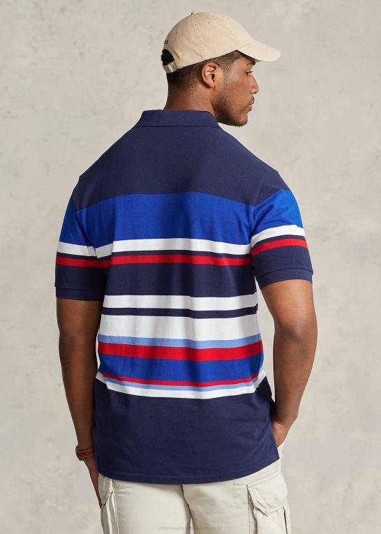pacific royal multi Mænd Ralph Lauren stribet mesh poloshirt Z426B1564