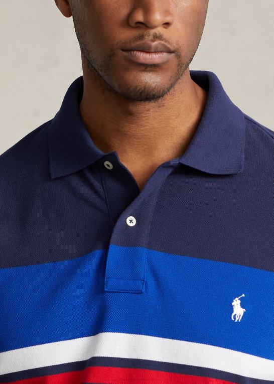 pacific royal multi Mænd Ralph Lauren stribet mesh poloshirt Z426B1564
