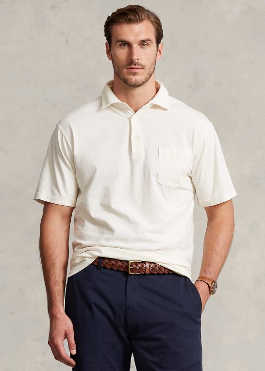 pergament creme Mænd Ralph Lauren bomuld-hør poloshirt Z426B1595