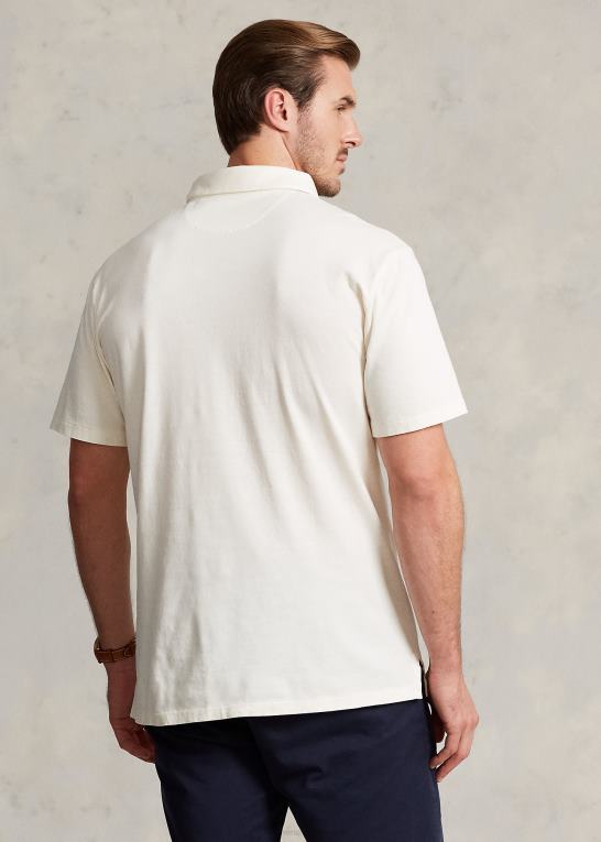 pergament creme Mænd Ralph Lauren bomuld-hør poloshirt Z426B1595
