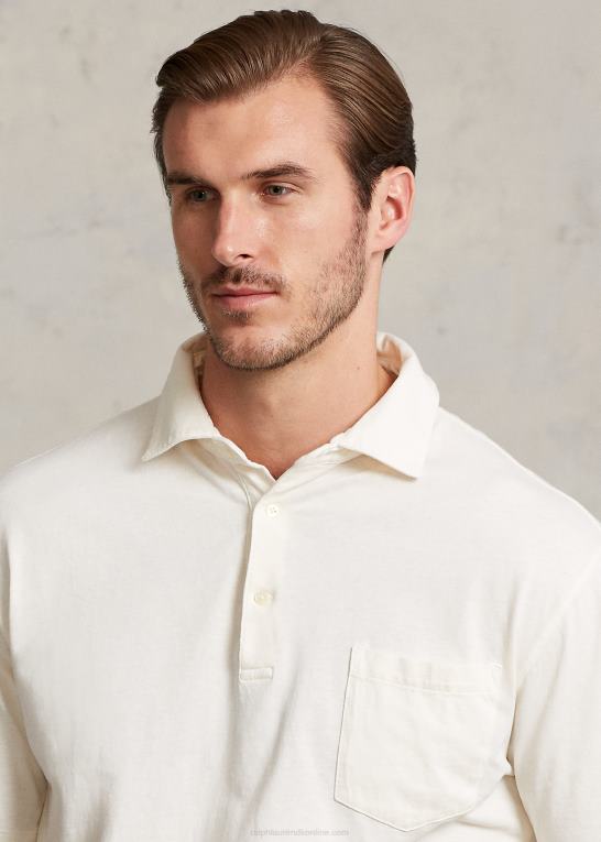 pergament creme Mænd Ralph Lauren bomuld-hør poloshirt Z426B1595