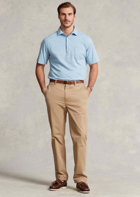pudder blå Mænd Ralph Lauren bomuld-hør poloshirt Z426B1596