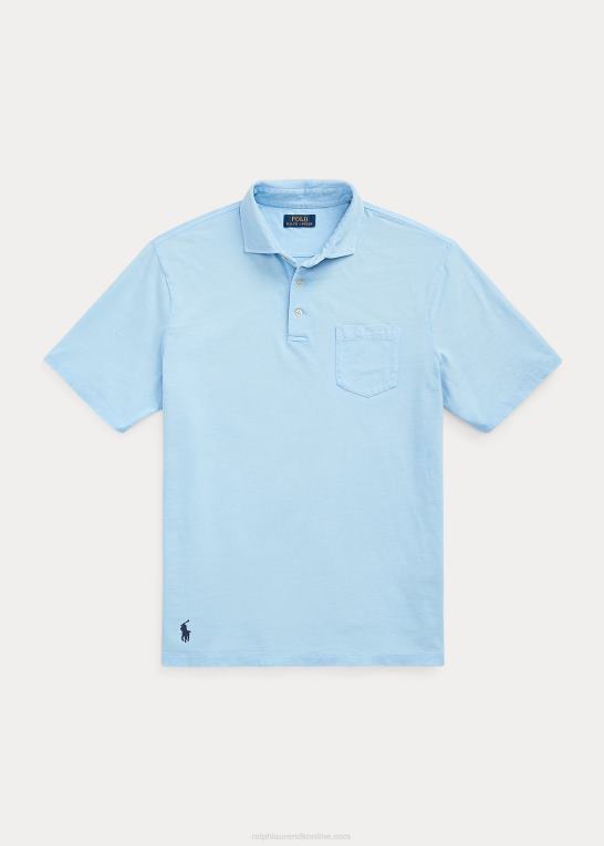 pudder blå Mænd Ralph Lauren klassisk pasform bomuld-hør poloshirt Z426B826