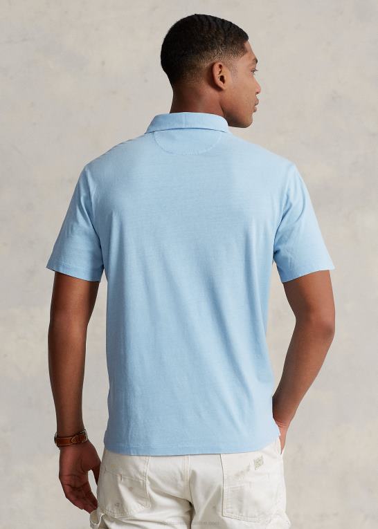 pudder blå Mænd Ralph Lauren klassisk pasform bomuld-hør poloshirt Z426B826