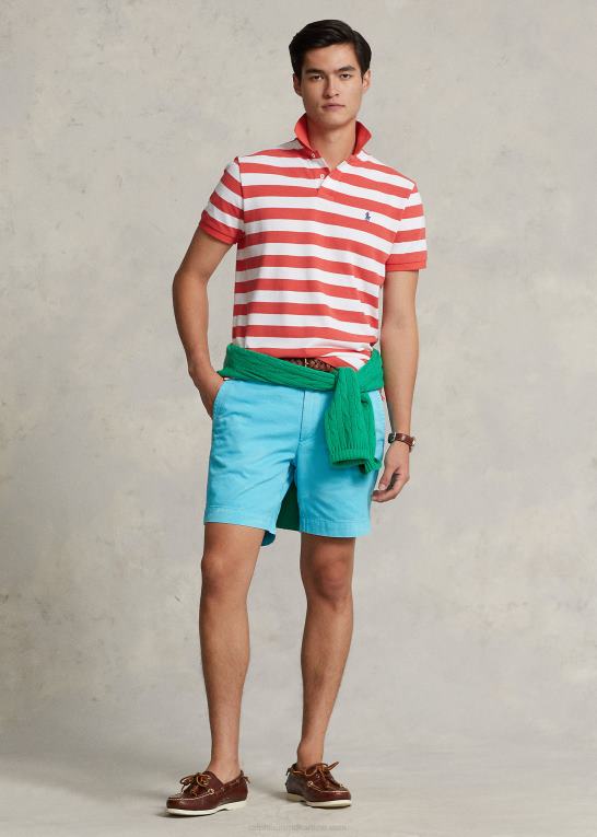 rødt rev/hvidt Mænd Ralph Lauren klassisk pasform stribet mesh poloshirt Z426B8426