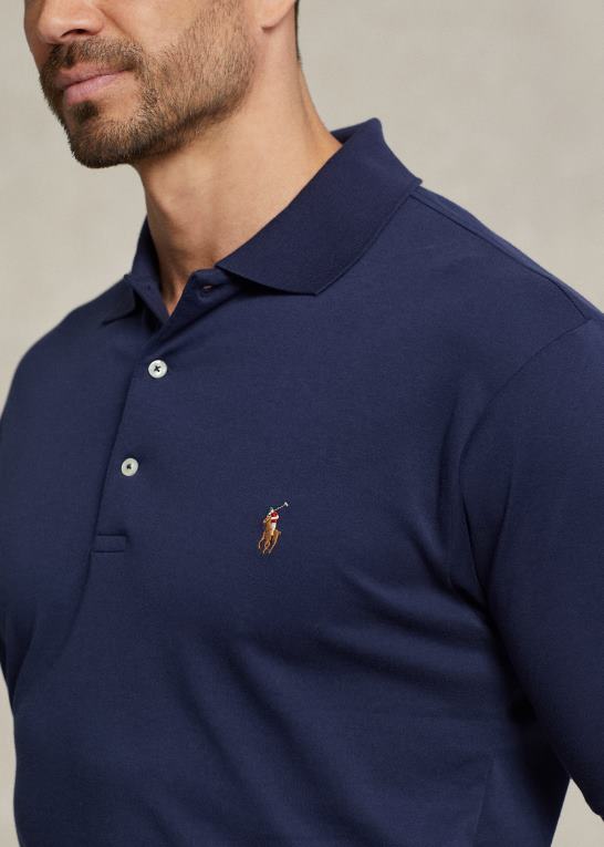raffineret flåde Mænd Ralph Lauren blød poloshirt i bomuld Z426B1541