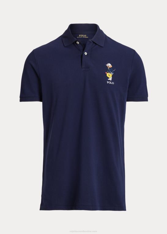 raffineret flåde Mænd Ralph Lauren brugerdefineret slank ydeevne bjørne poloshirt Z426B531