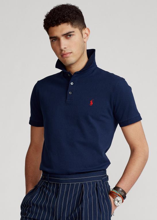 raffineret flåde Mænd Ralph Lauren brugerdefineret slim fit poloshirt i stretch mesh Z426B527