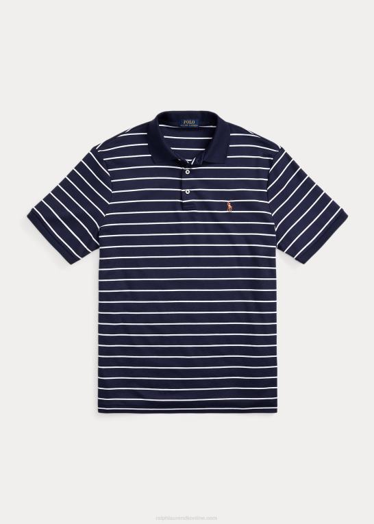 raffineret marineblå/hvid Mænd Ralph Lauren klassisk pasform blød bomulds poloshirt Z426B143