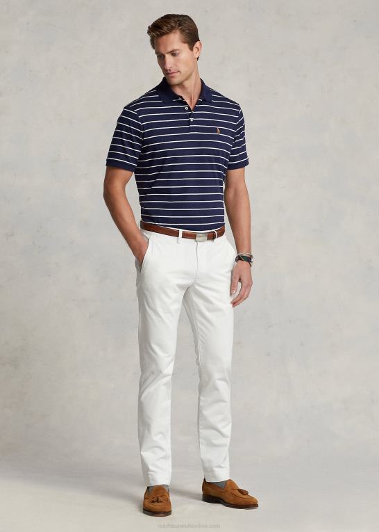 raffineret marineblå/hvid Mænd Ralph Lauren klassisk pasform blød bomulds poloshirt Z426B143