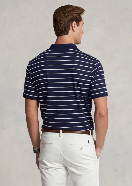 raffineret marineblå/hvid Mænd Ralph Lauren klassisk pasform blød bomulds poloshirt Z426B143