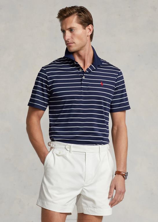 raffineret marineblå/hvid Mænd Ralph Lauren klassisk pasform ydeevne poloshirt Z426B682