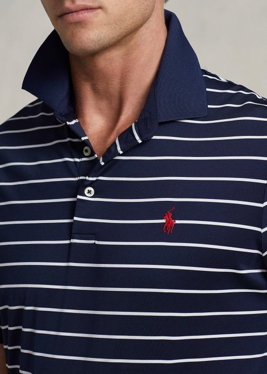 raffineret marineblå/hvid Mænd Ralph Lauren klassisk pasform ydeevne poloshirt Z426B682
