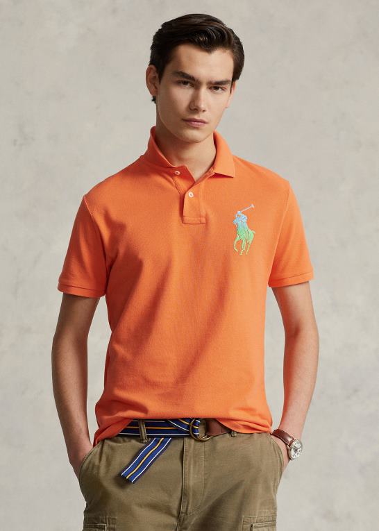 resort orange Mænd Ralph Lauren stor pony mesh poloshirt - alle passer Z426B564