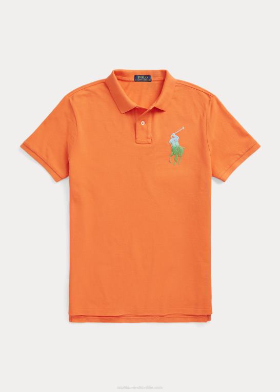 resort orange Mænd Ralph Lauren stor pony mesh poloshirt - alle passer Z426B564