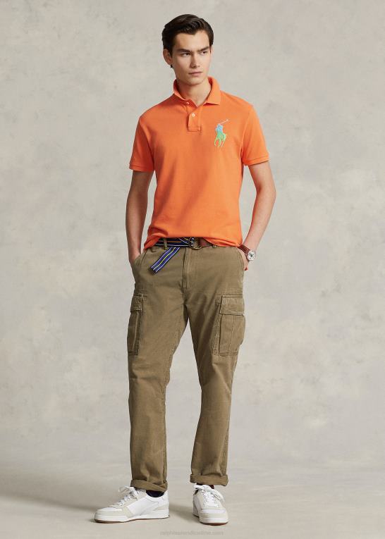 resort orange Mænd Ralph Lauren stor pony mesh poloshirt - alle passer Z426B564