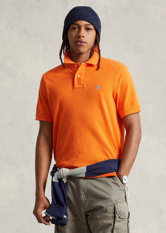 resort orange/lyseblå Mænd Ralph Lauren slim fit mesh poloshirt Z426B8359