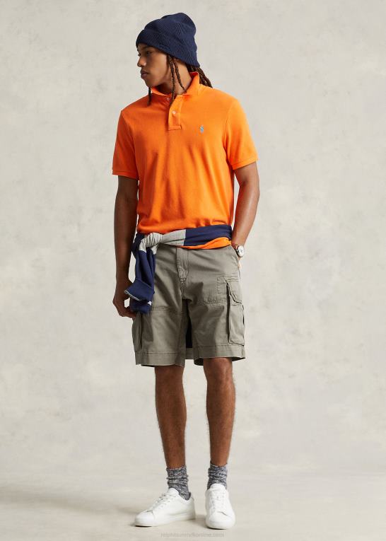resort orange/lyseblå Mænd Ralph Lauren slim fit mesh poloshirt Z426B8359