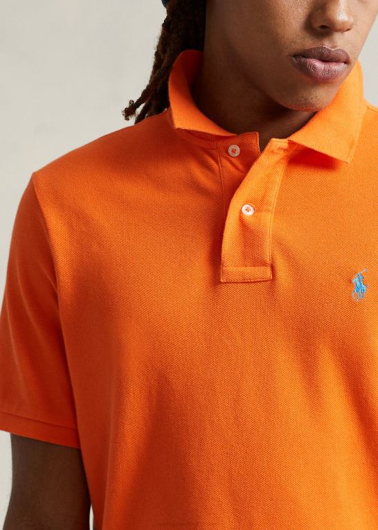 resort orange/lyseblå Mænd Ralph Lauren slim fit mesh poloshirt Z426B8359