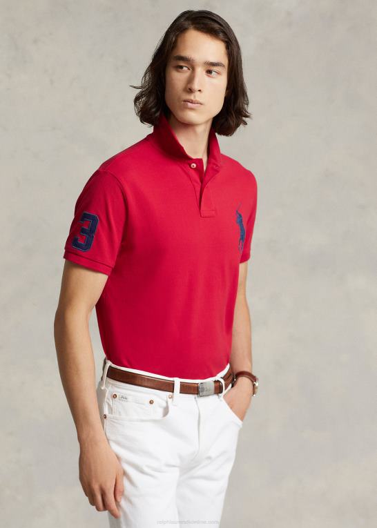rl 2000 rød Mænd Ralph Lauren brugerdefineret slank pasform stor pony mesh poloshirt Z426B848