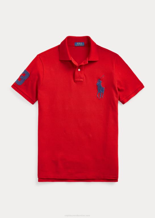 rl 2000 rød Mænd Ralph Lauren brugerdefineret slank pasform stor pony mesh poloshirt Z426B848