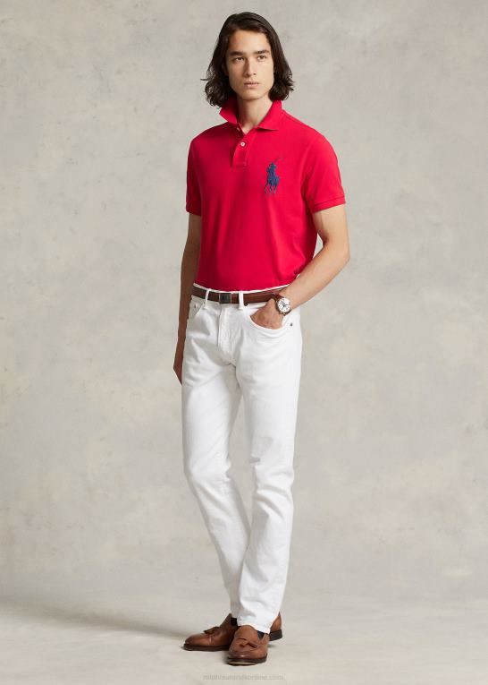 rl 2000 rød Mænd Ralph Lauren brugerdefineret slank pasform stor pony mesh poloshirt Z426B848