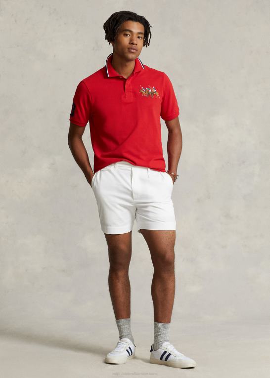 rl 2000 rød Mænd Ralph Lauren klassisk pasform trippel-pony mesh poloshirt Z426B661