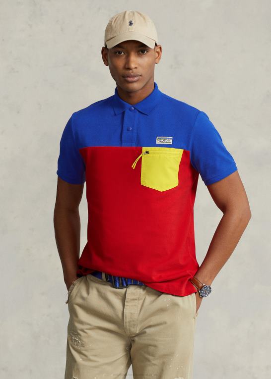 rl 2000 rød multi Mænd Ralph Lauren klassisk pasform mesh utility poloshirt Z426B8453
