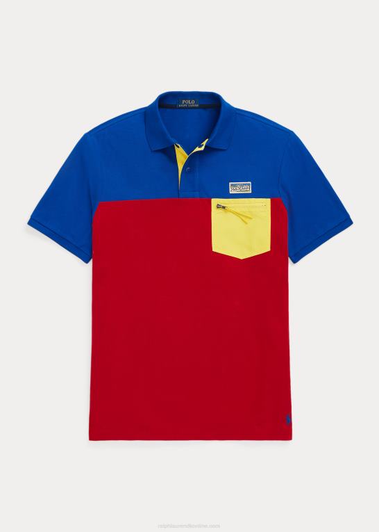 rl 2000 rød multi Mænd Ralph Lauren klassisk pasform mesh utility poloshirt Z426B8453