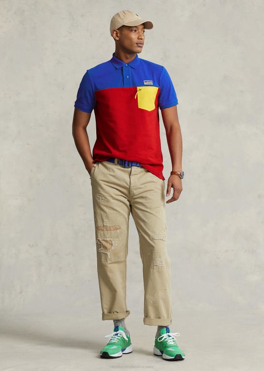 rl 2000 rød multi Mænd Ralph Lauren klassisk pasform mesh utility poloshirt Z426B8453