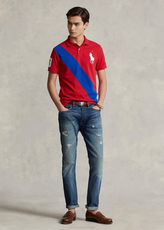 rl 2000 rød/safir stjerne Mænd Ralph Lauren stor pony mesh poloshirt - alle passer Z426B546