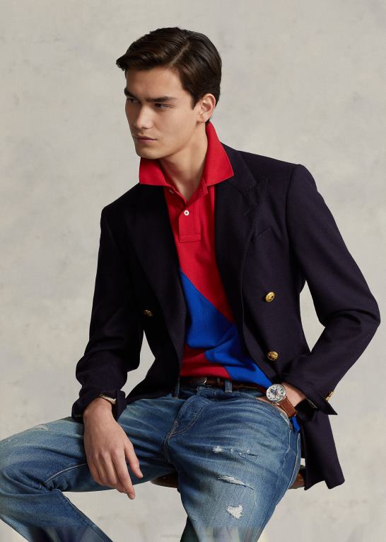 rl 2000 rød/safir stjerne Mænd Ralph Lauren stor pony mesh poloshirt - alle passer Z426B546