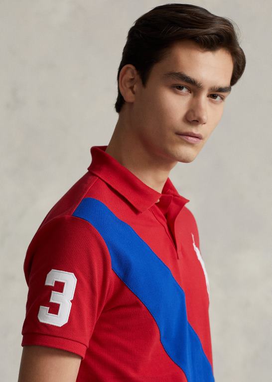 rl 2000 rød/safir stjerne Mænd Ralph Lauren stor pony mesh poloshirt - alle passer Z426B546