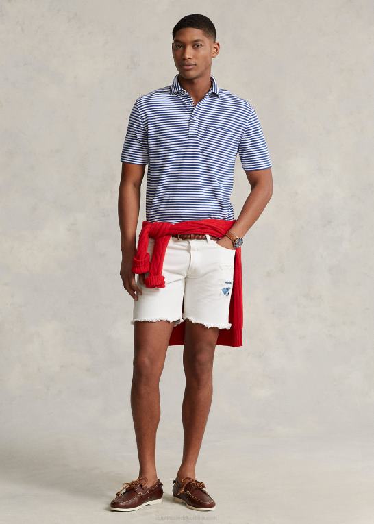 royal navy/hvid Mænd Ralph Lauren klassisk pasform fjervægt polo i mesh Z426B700