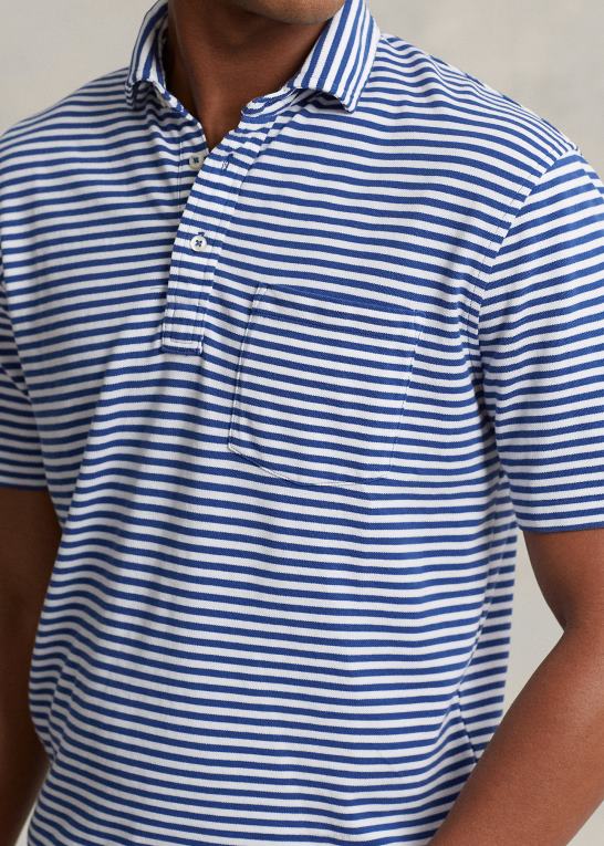 royal navy/hvid Mænd Ralph Lauren klassisk pasform fjervægt polo i mesh Z426B700
