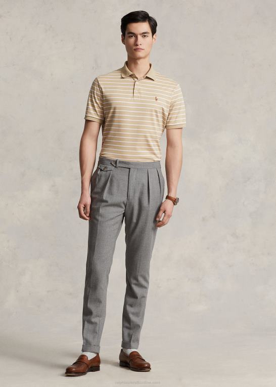 sandklit/hvid Mænd Ralph Lauren klassisk pasform blød bomulds poloshirt Z426B142