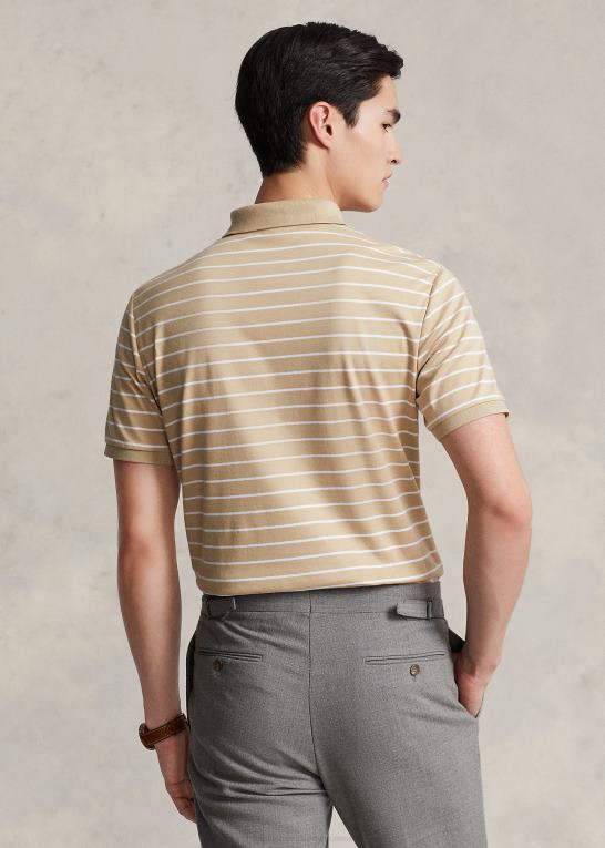 sandklit/hvid Mænd Ralph Lauren klassisk pasform blød bomulds poloshirt Z426B142