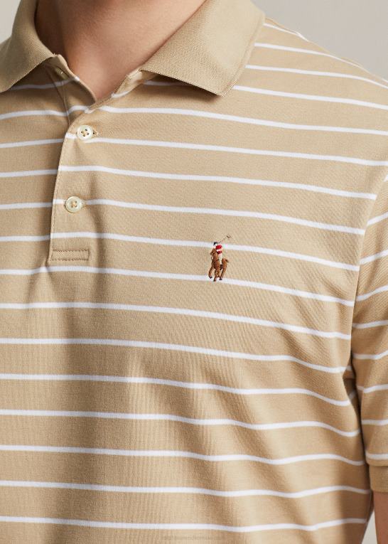 sandklit/hvid Mænd Ralph Lauren klassisk pasform blød bomulds poloshirt Z426B142